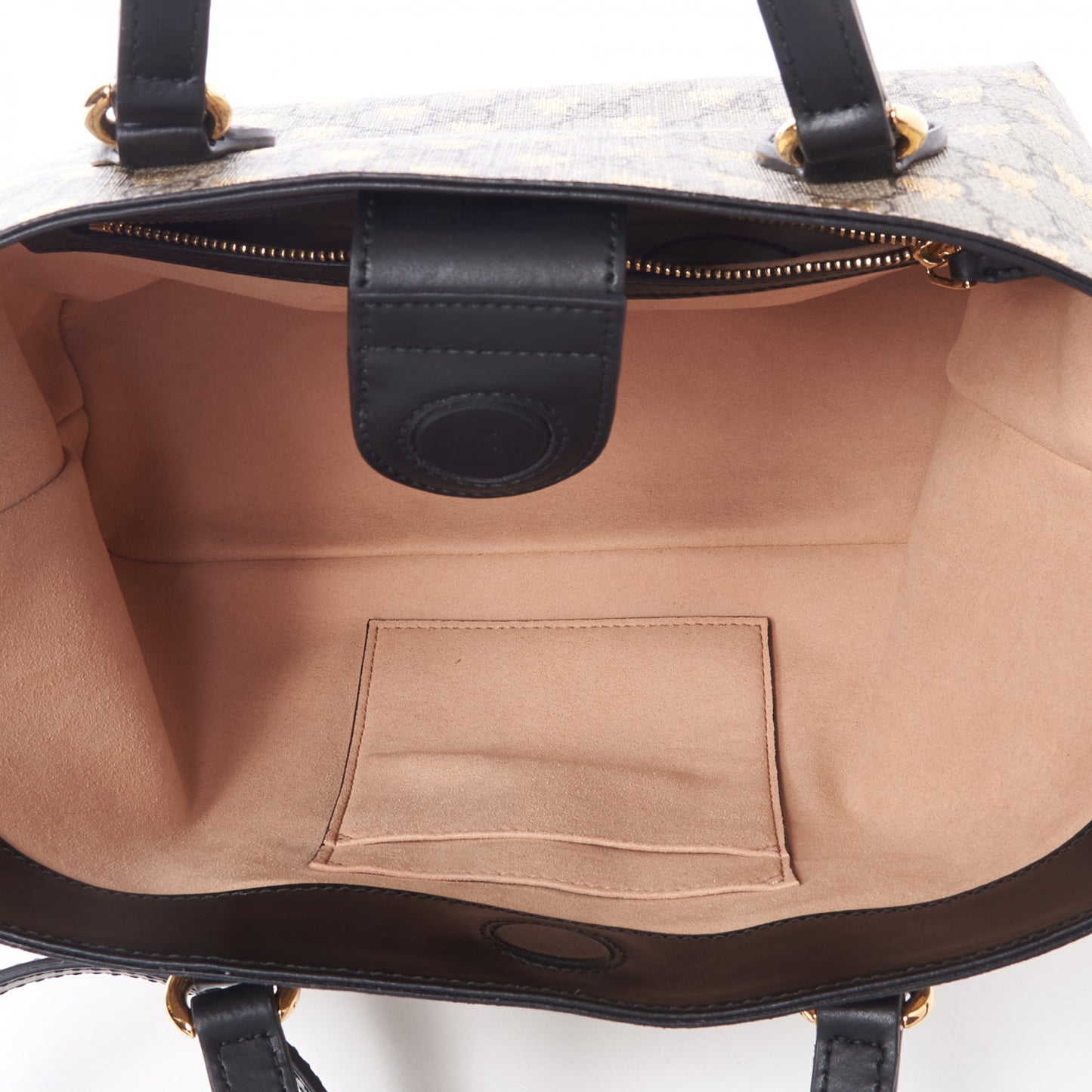 Soft GG Supreme Monogram Bees Small Crossbody Tote Beige Oro Black
