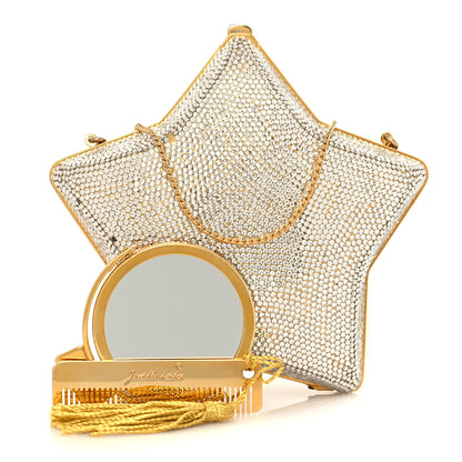 Judith Leiber Swarovski Crystal Star Minaudiere Clutch Gold 2 of 23