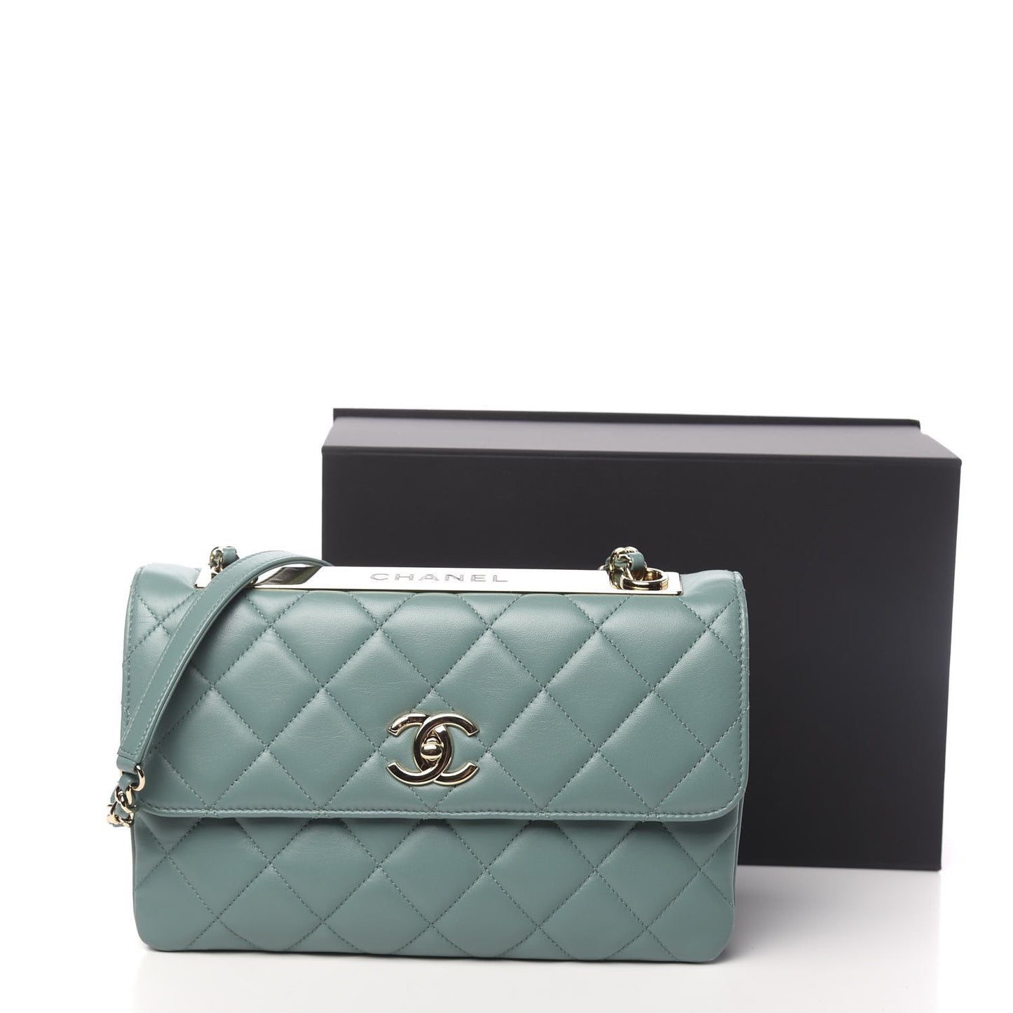 Lambskin Quilted Medium Trendy CC Flap Turquoise