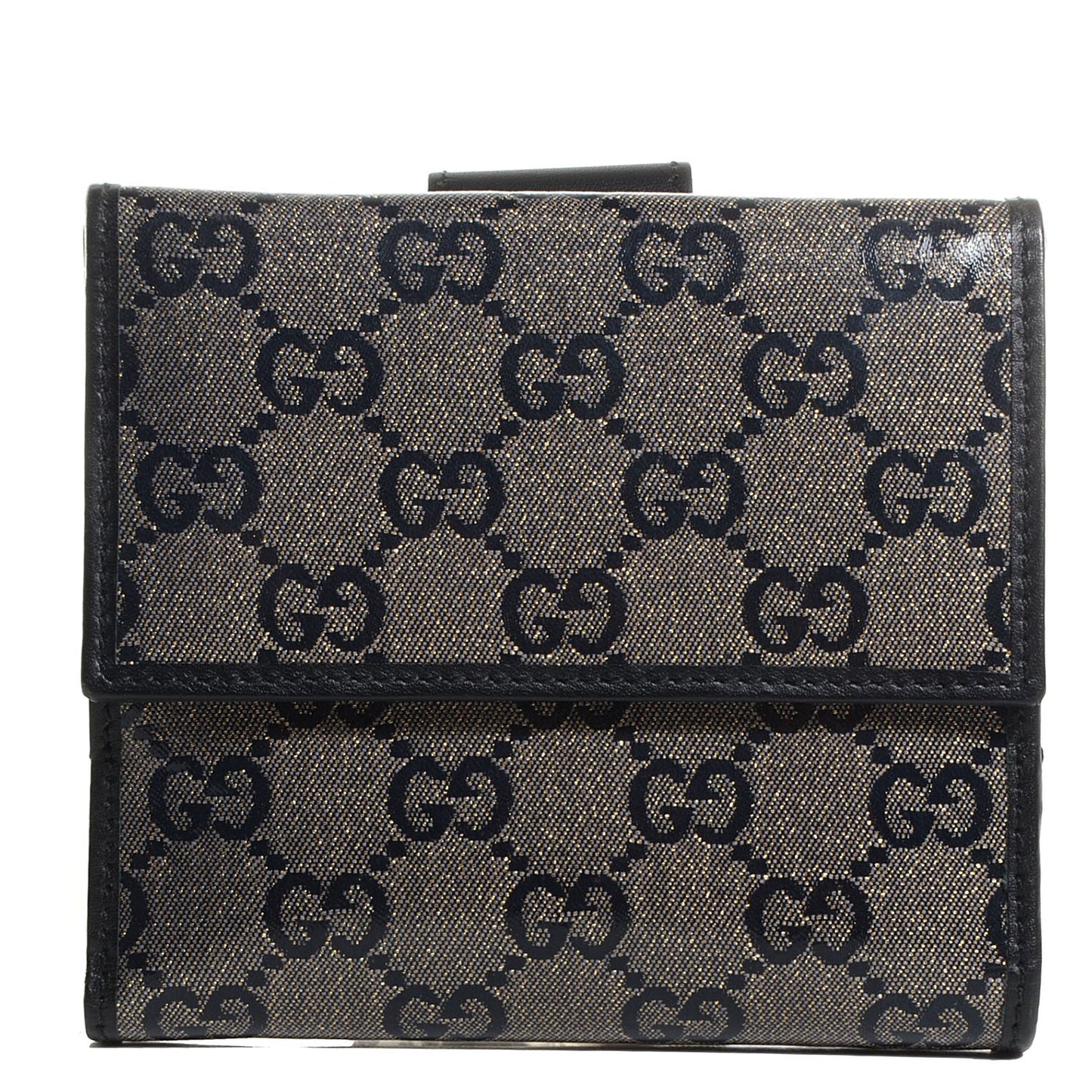 Crystal Monogram Icon Bar French Flap Wallet Navy