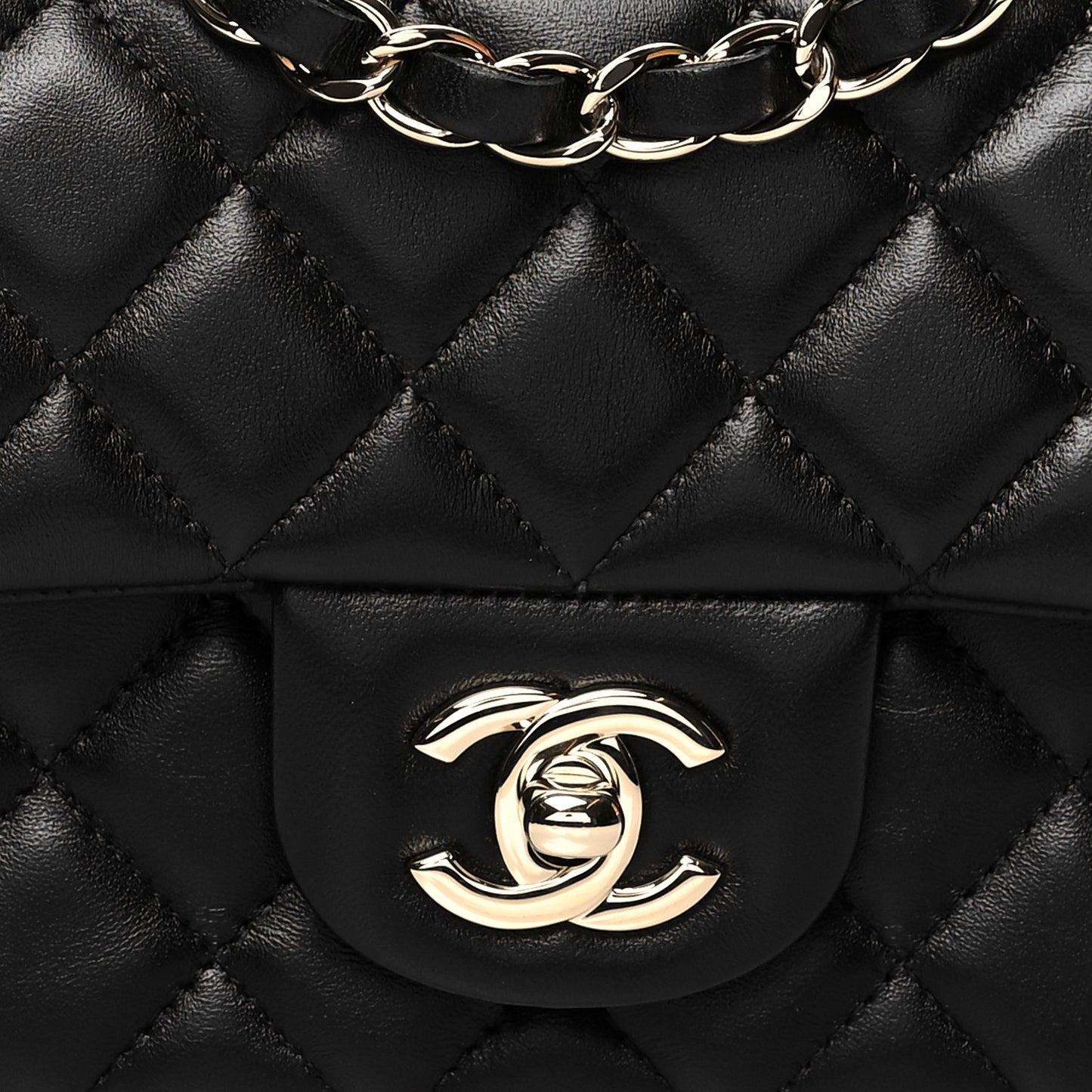 Lambskin Quilted Mini Rectangular Flap Black