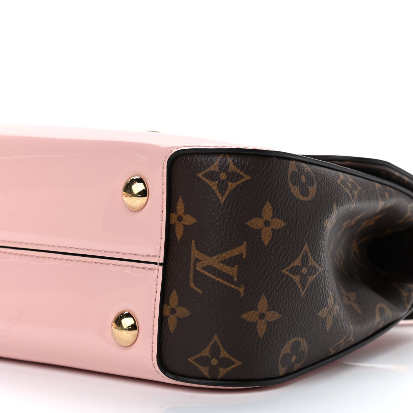 Patent Calfskin Monogram Cherrywood PM Rose Ballerine