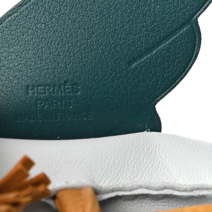 Hermes Milo Lambskin Grigri Rodeo Pegase Horse Bag Charm MM Bleu Brume Sesame Vert Bosphore 4 of 4