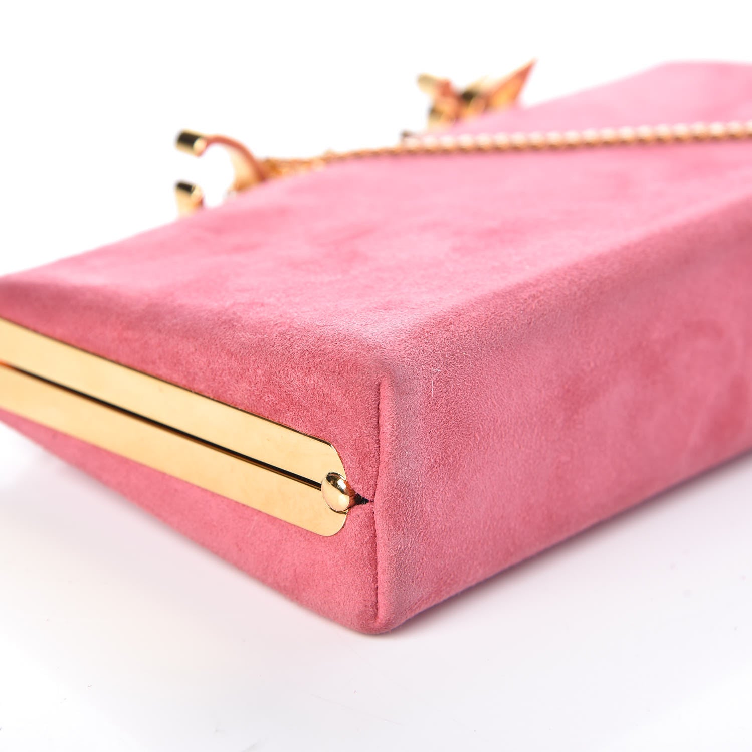 Jimmy Choo Suede Celeste Logo Clutch Pink Gold 11 of 13