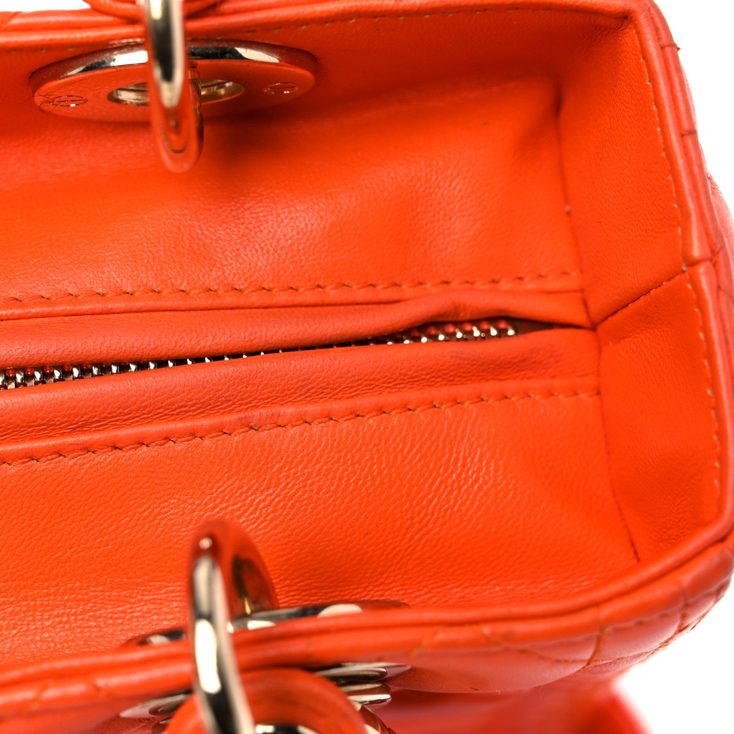 Christian Dior Lambskin Cannage Medium Lady Dior Orange 16 of 25