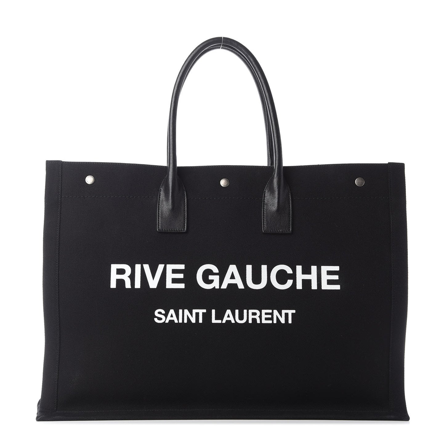 Linen Calfskin Rive Gauche Tote Black