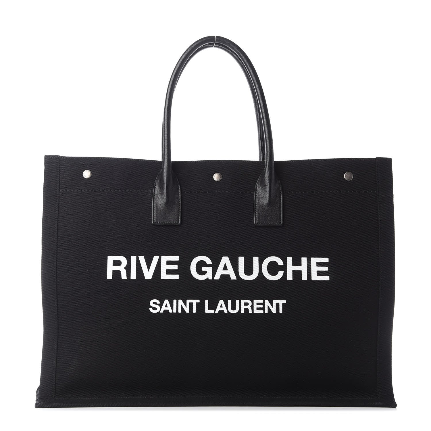 Saint Laurent Linen Calfskin Rive Gauche Tote Black 1 of 9