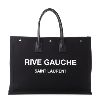 Saint Laurent Linen Calfskin Rive Gauche Tote Black 1 of 9