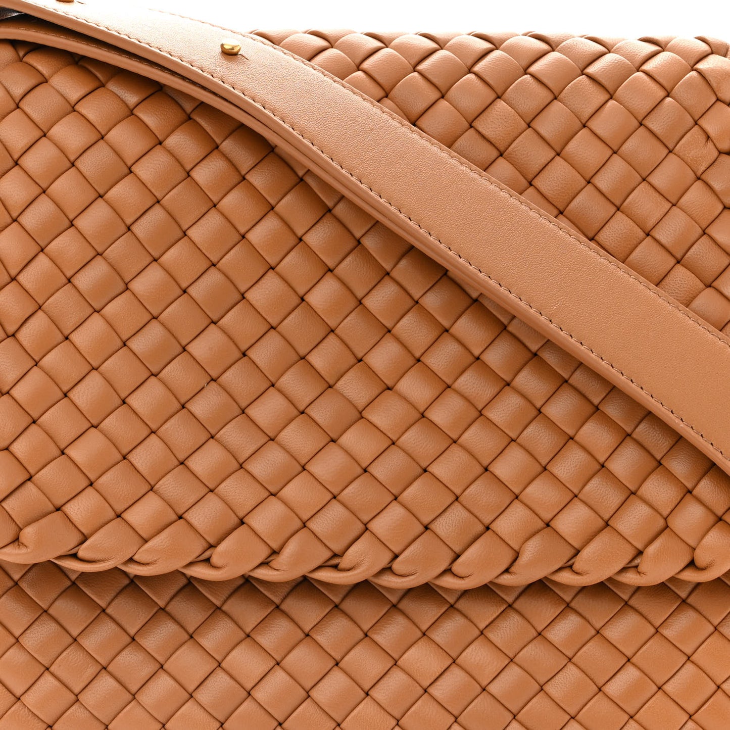 Nappa Intrecciato Cobble Shoulder Bag Caramel