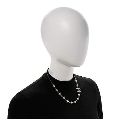 Chanel Pearl Crystal CC Choker Necklace Silver 2 of 7