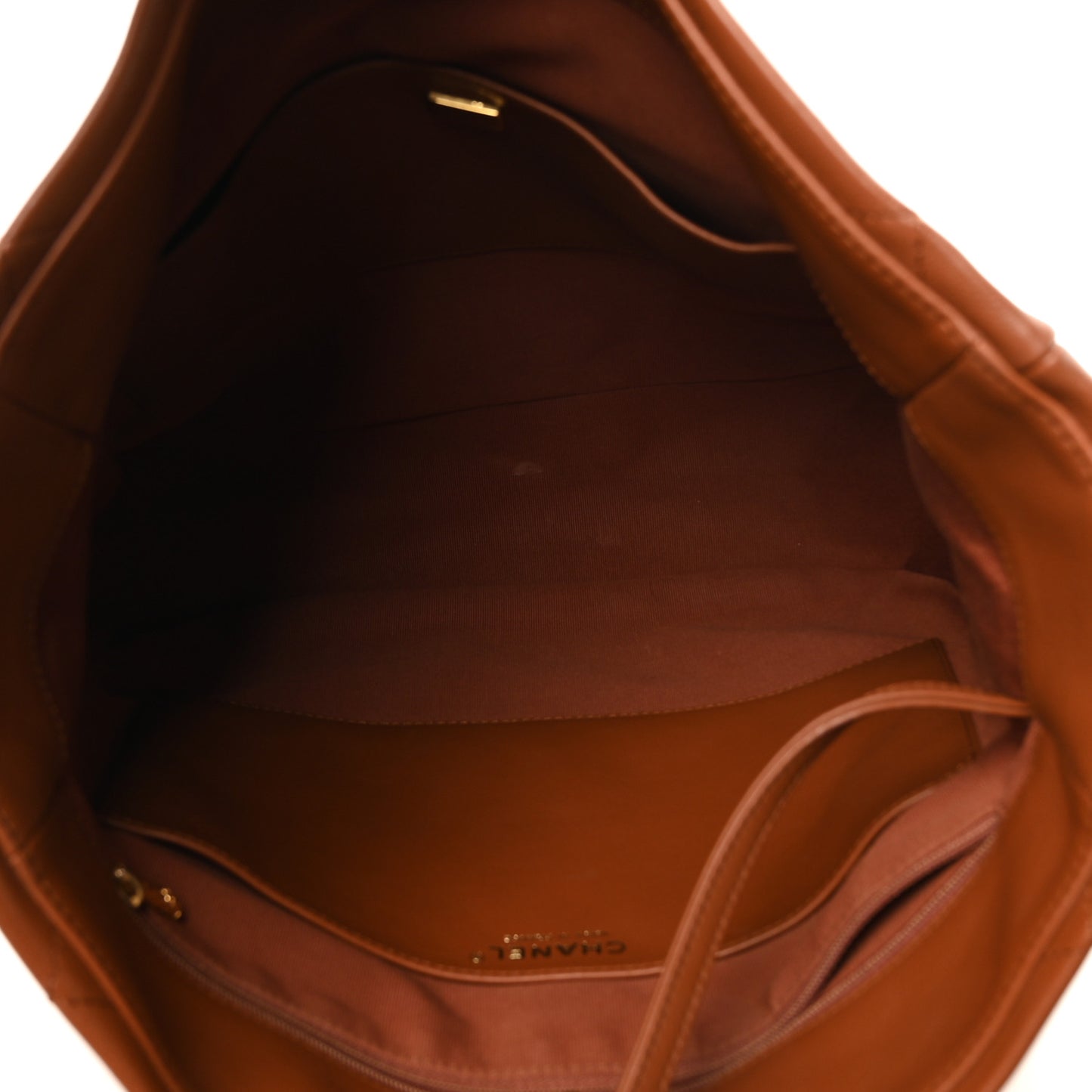 Calfskin Quilted Braided Handle Chain Hobo Brown