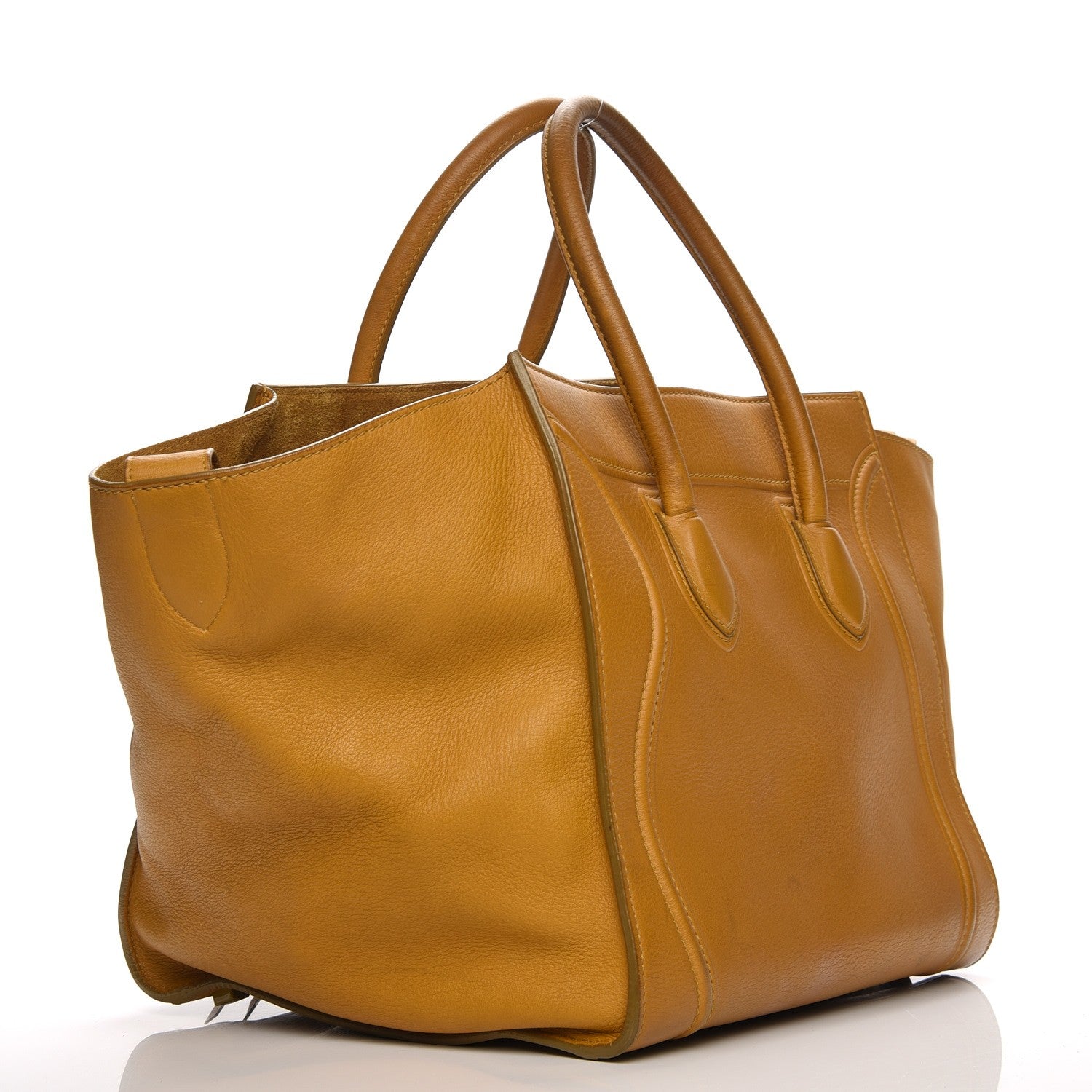 Celine Supple Calfskin Medium Phantom Luggage Curry 3 of 14
