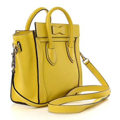 Celine Drummed Calfskin Nano Luggage Citron 3 of 13