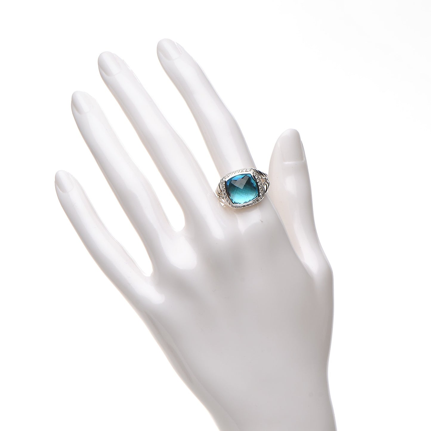 Sterling Silver Diamond Blue Topaz 11mm Albion Ring 55 7.25