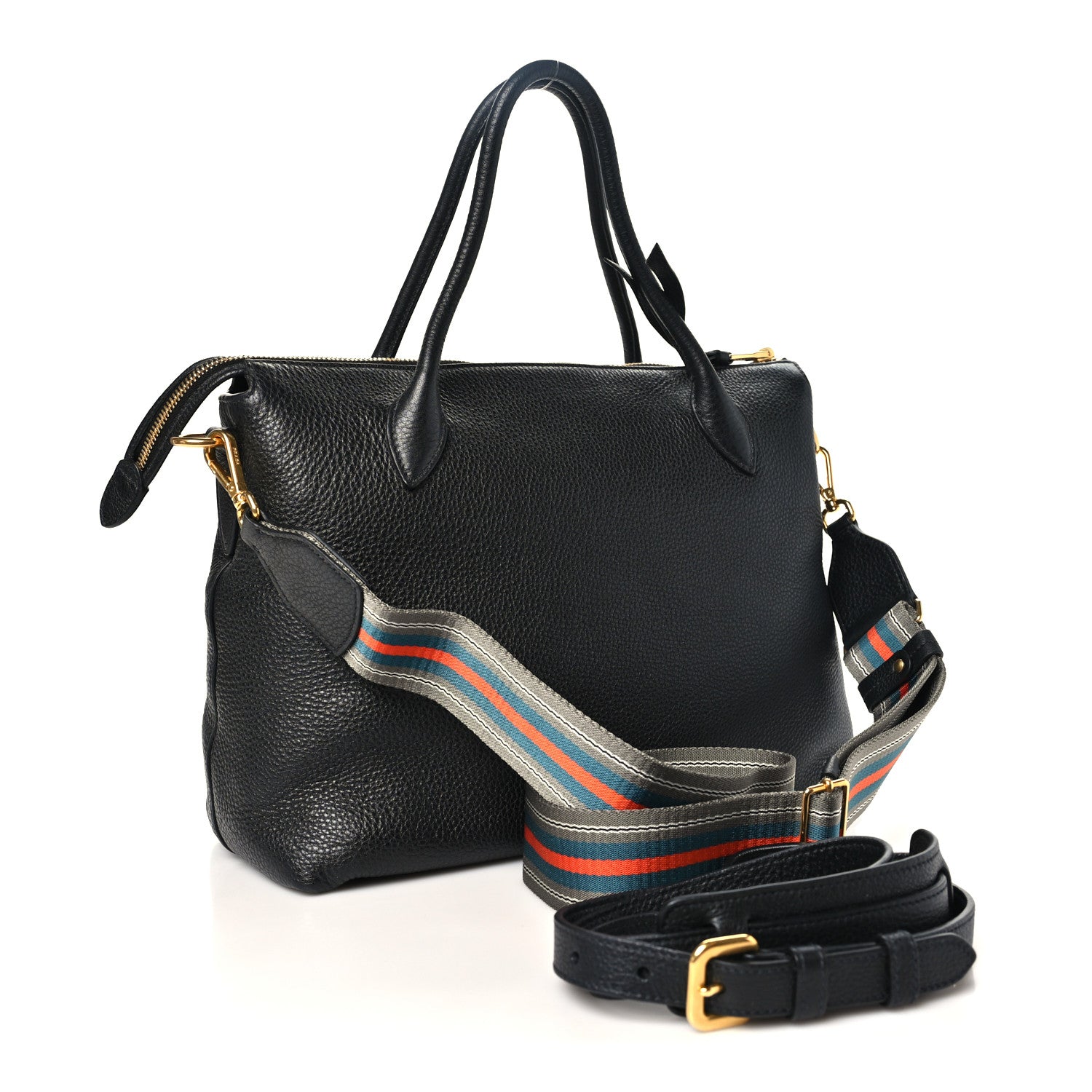 Prada Vitello Daino Tote Black 3 of 9