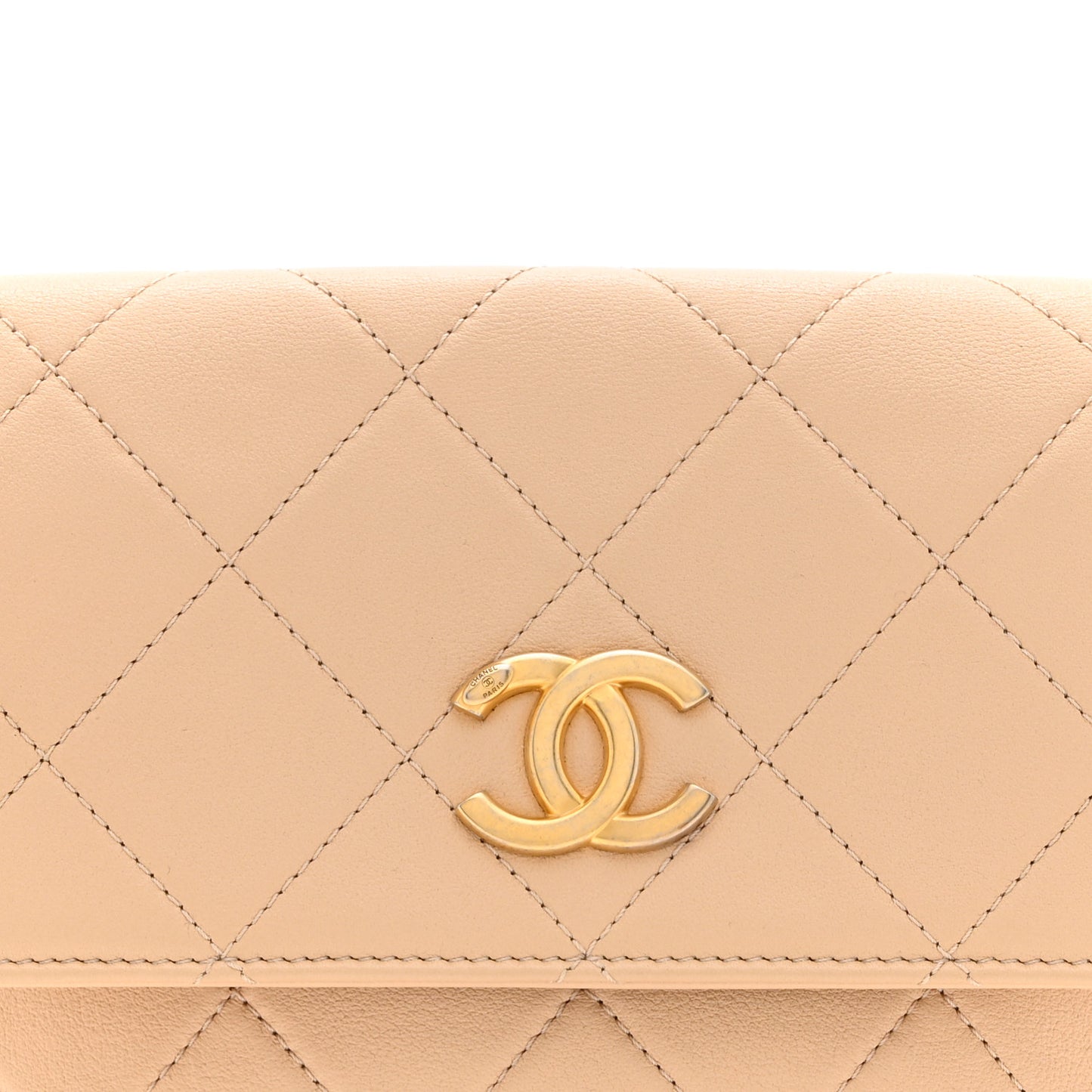 Calfskin Quilted Pearl Small Hobo Bag Beige