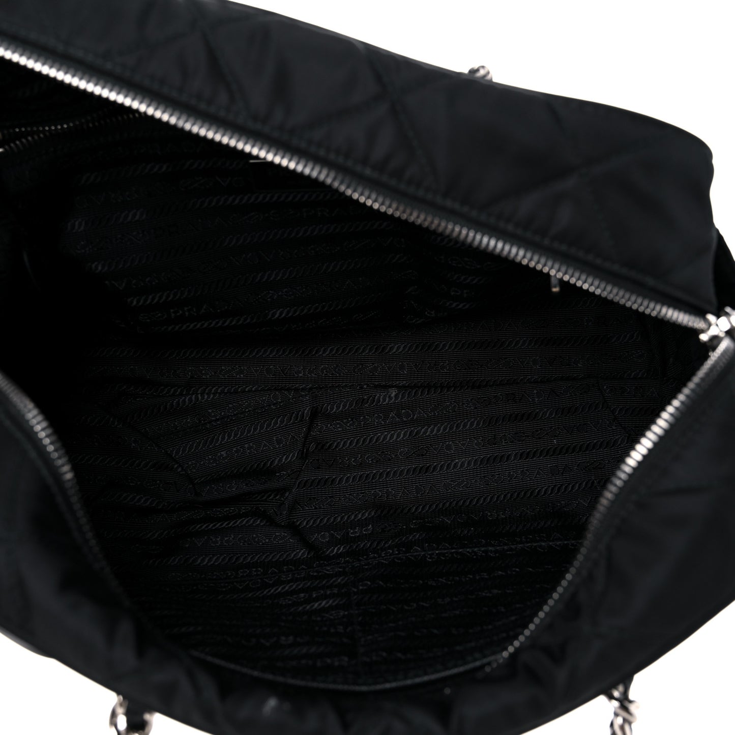 Nylon Tessuto Impuntu Quilted Shoulder Bag Black