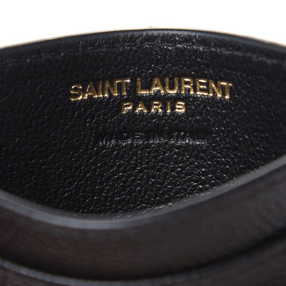 Saint Laurent Grain De Poudre Matelasse Chevron Monogram Credit Card Case Black 6 of 8