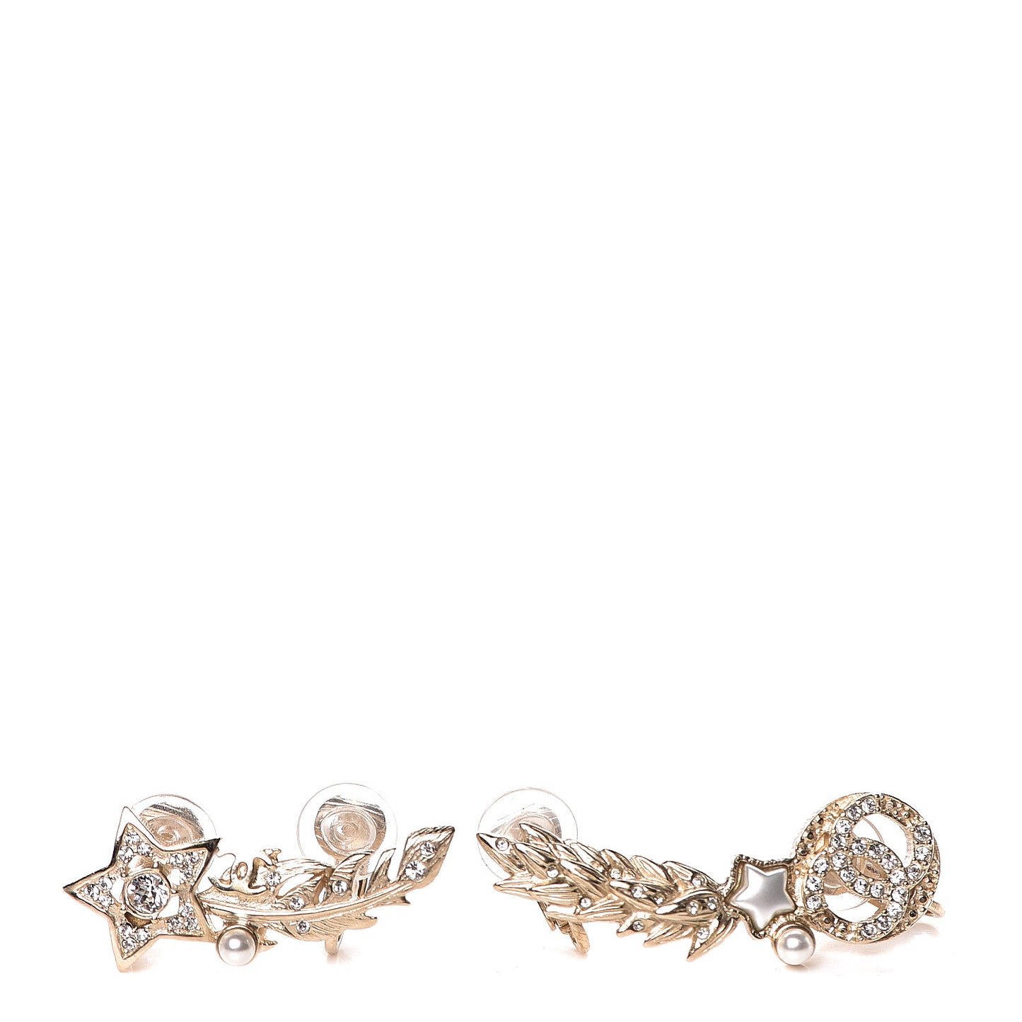 Feather Star CC Clip On Earrings Gold