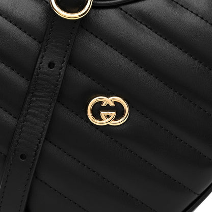 Gucci Calfskin Matelasse Diagonal Mini Interlocking G Heart Shoulder Bag Black 8 of 10