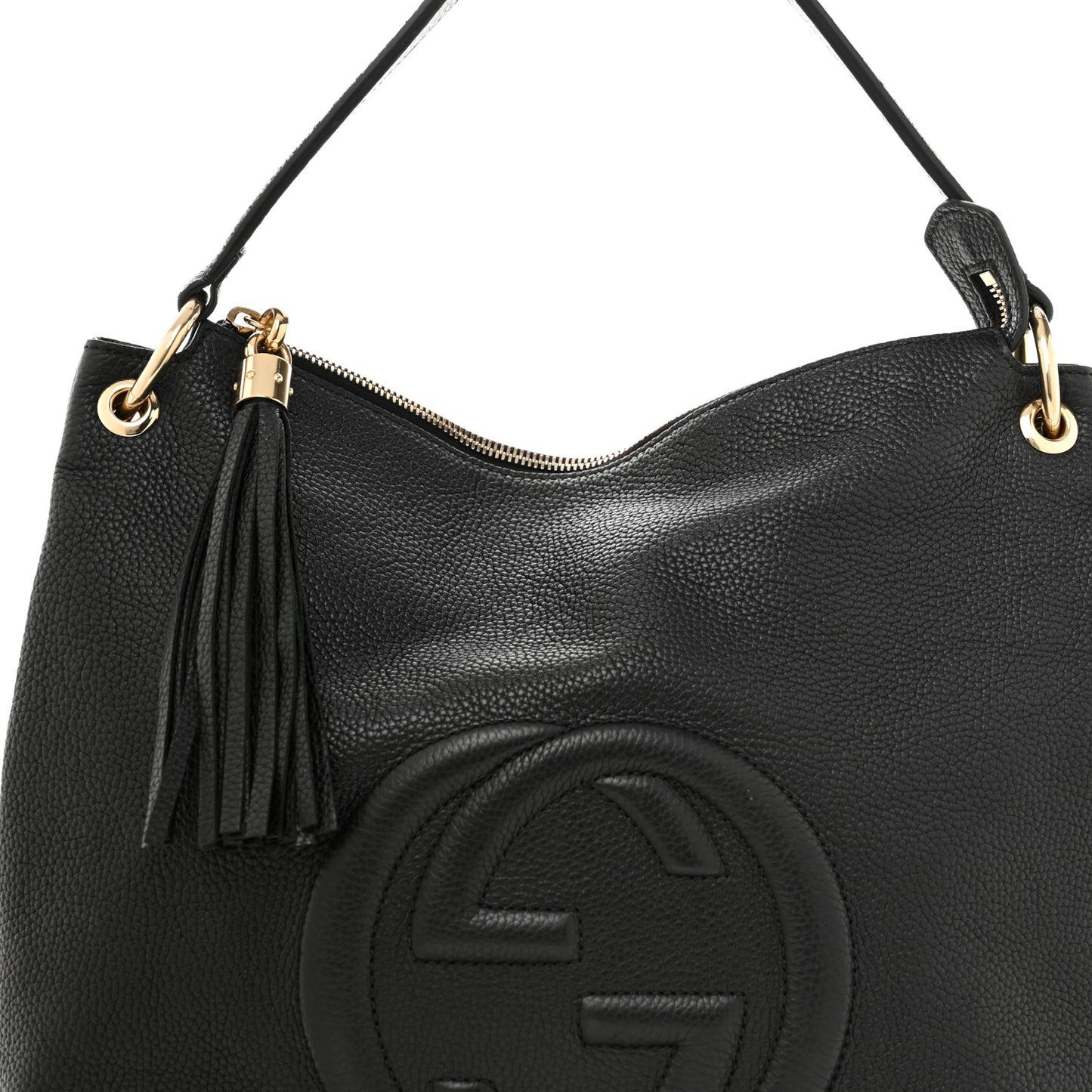 Pebbled Calfskin Large Soho Hobo Black