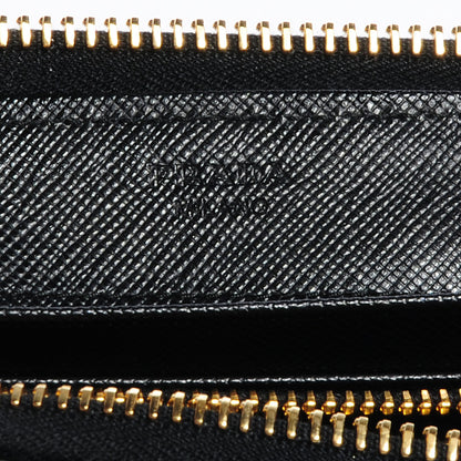 Prada Saffiano Metal Zip Around Wallet Nero Black 7 of 9