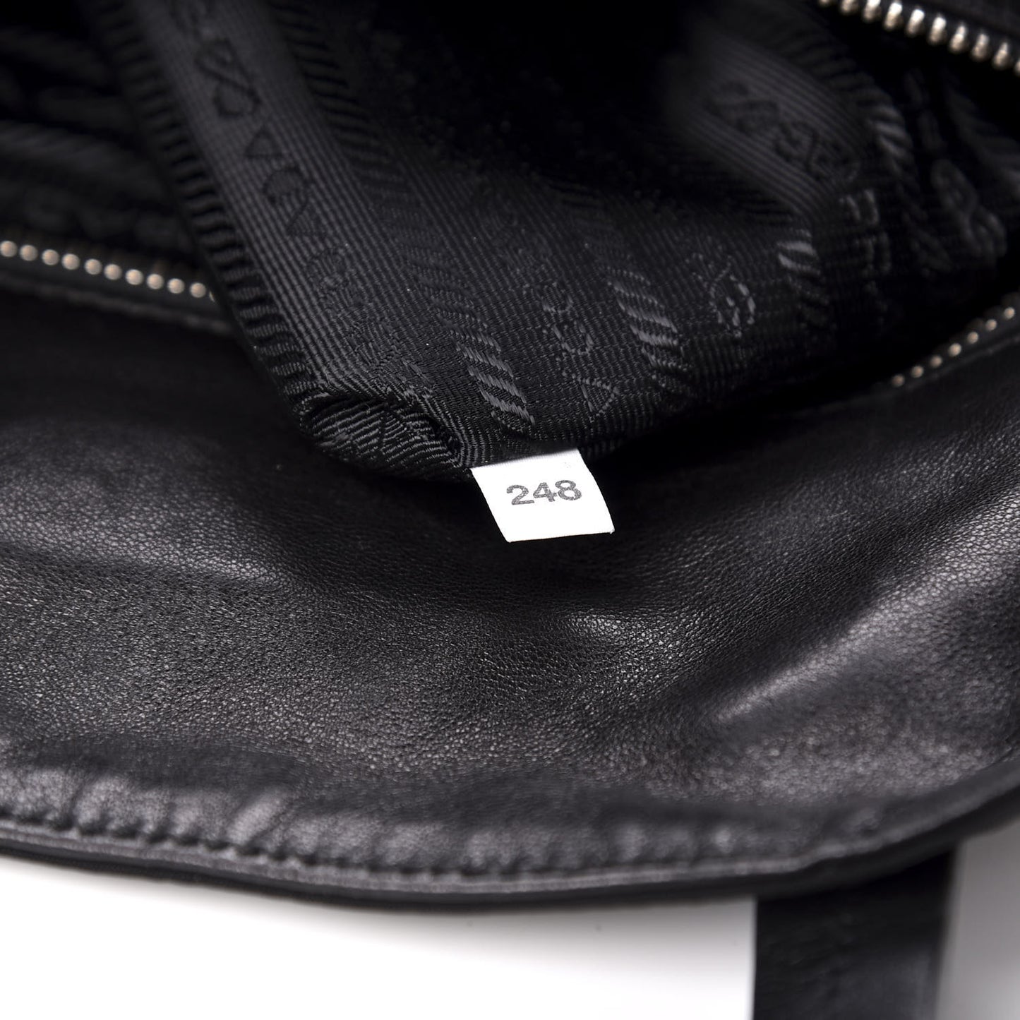 Tessuto Nylon Calfskin Grommet Tote Black