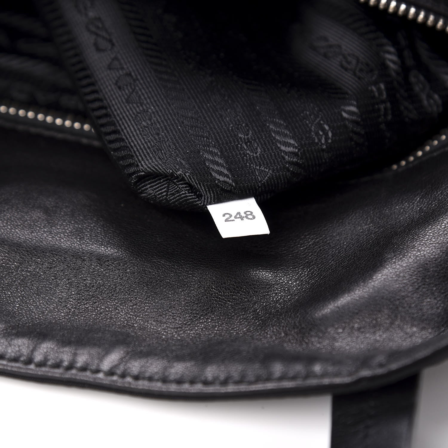 Prada Tessuto Nylon Calfskin Grommet Tote Black 10 of 12