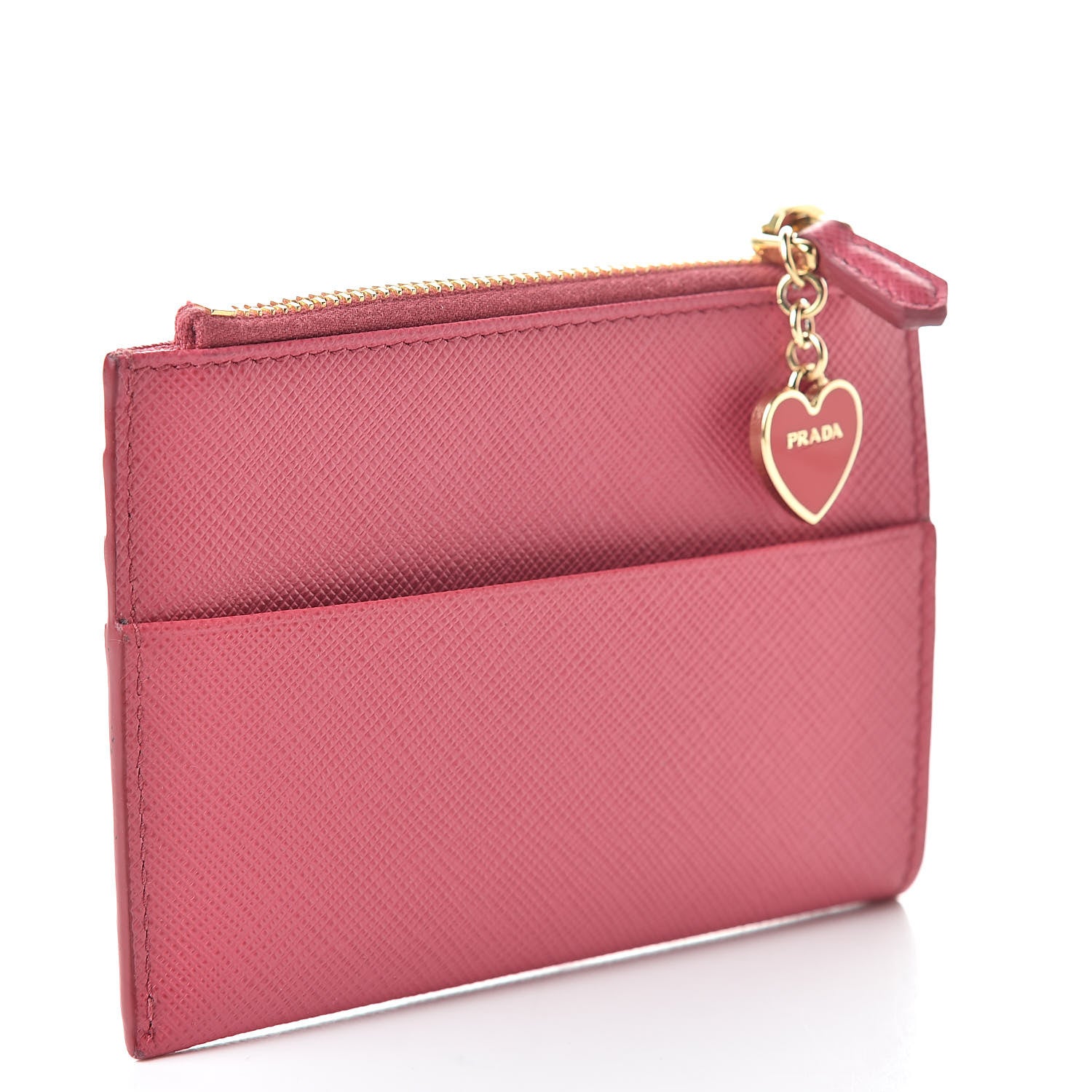 Prada Saffiano Metal Zip Card Holder Peonia 3 of 11