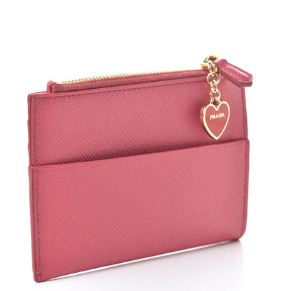 Prada Saffiano Metal Zip Card Holder Peonia 3 of 11