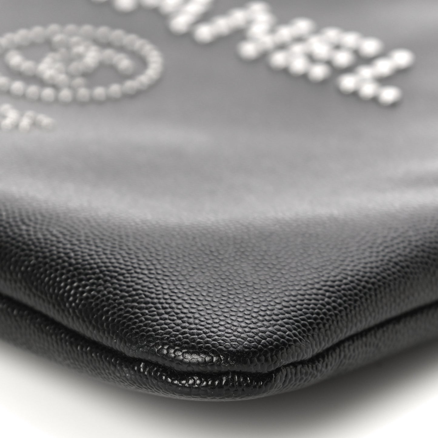 Caviar Studded Medium Deauville Pouch Black