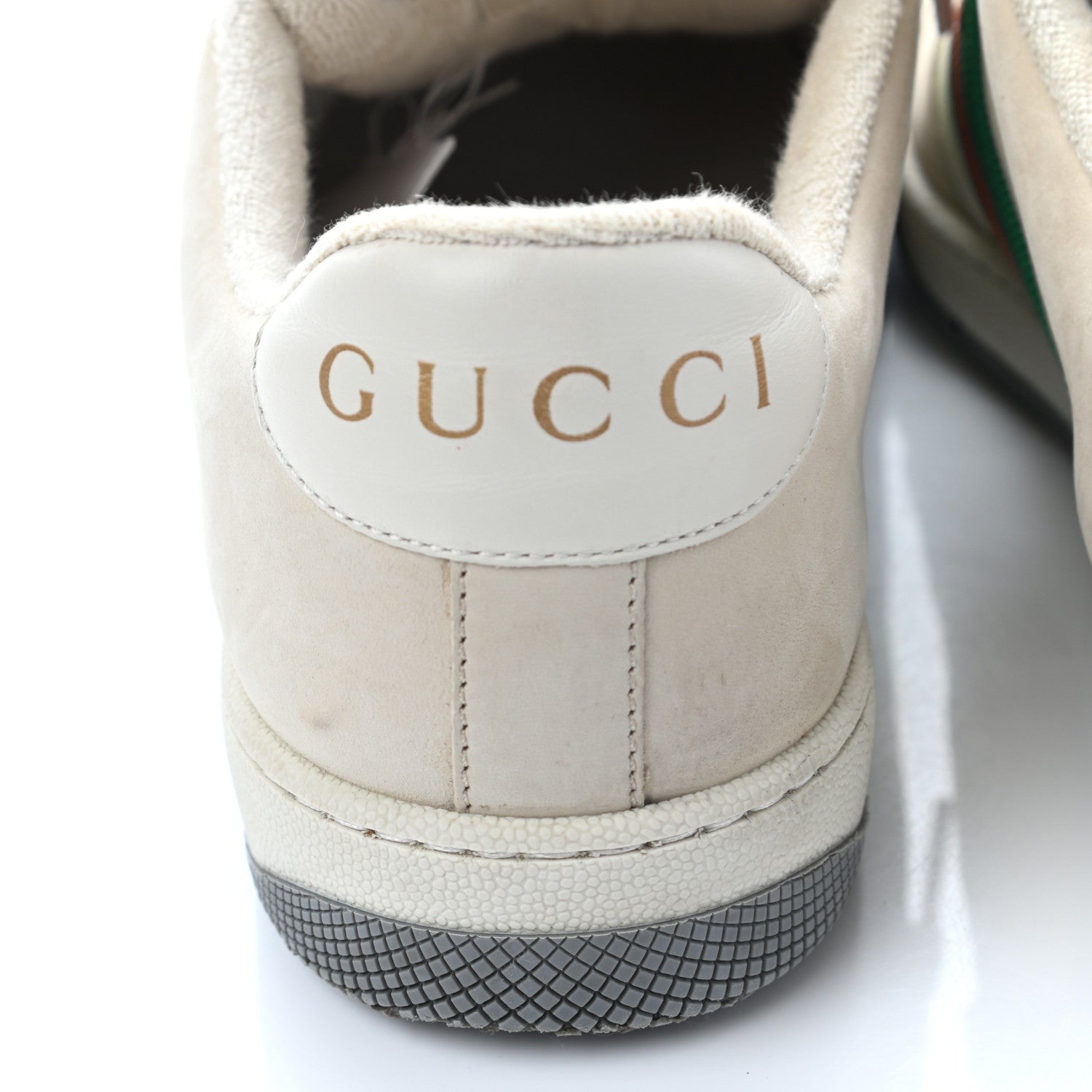 Gucci Nylon Nubuck Web Womens Screener Sneakers 38.5 Mystic White Dusty Milk 10 of 23