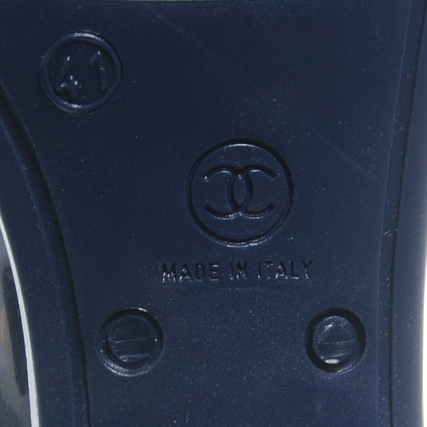 Chanel Rubber Camellia Rain Boots 41 Dark Blue 5 of 5