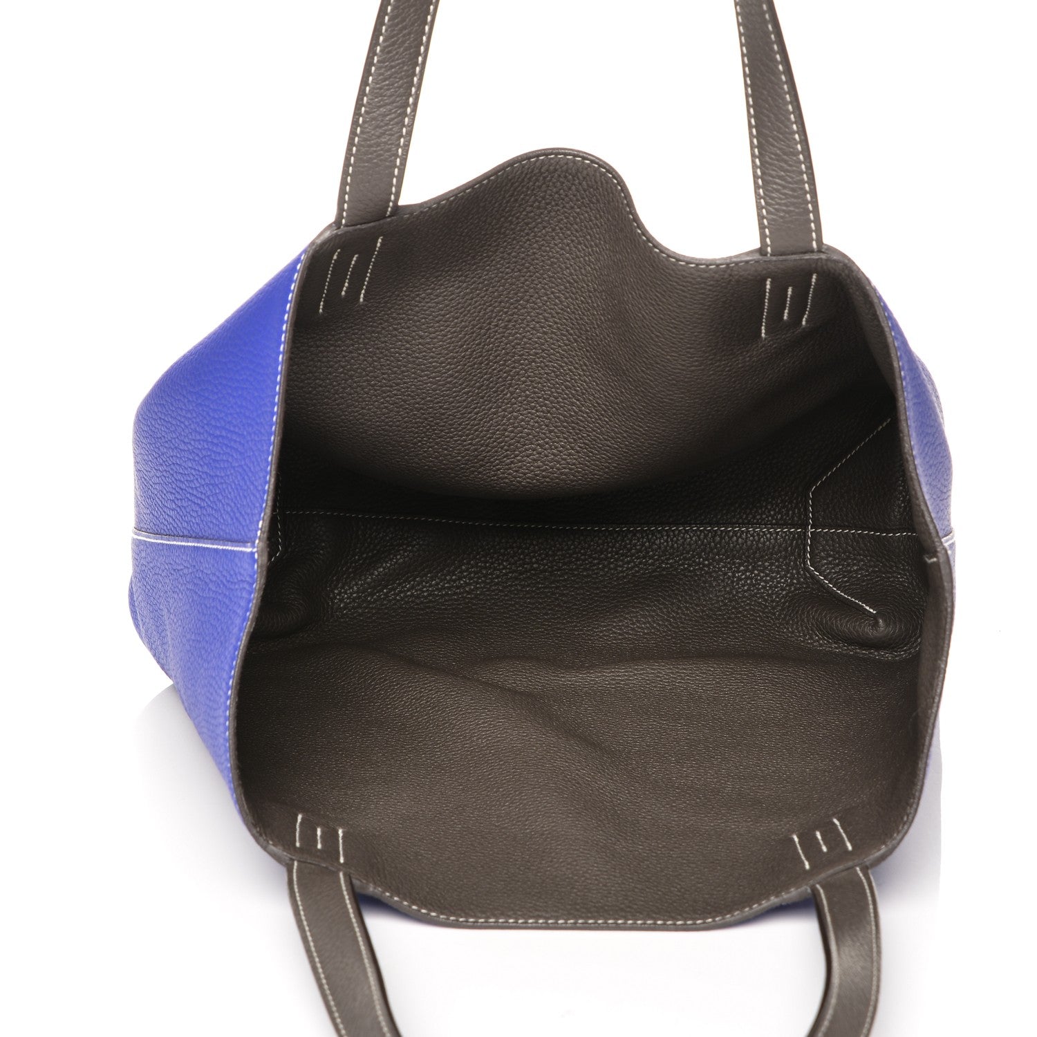 Hermes Taurillon Clemence Double Sens 36 Reversible Tote Graphite Bleu Electrique 6 of 8
