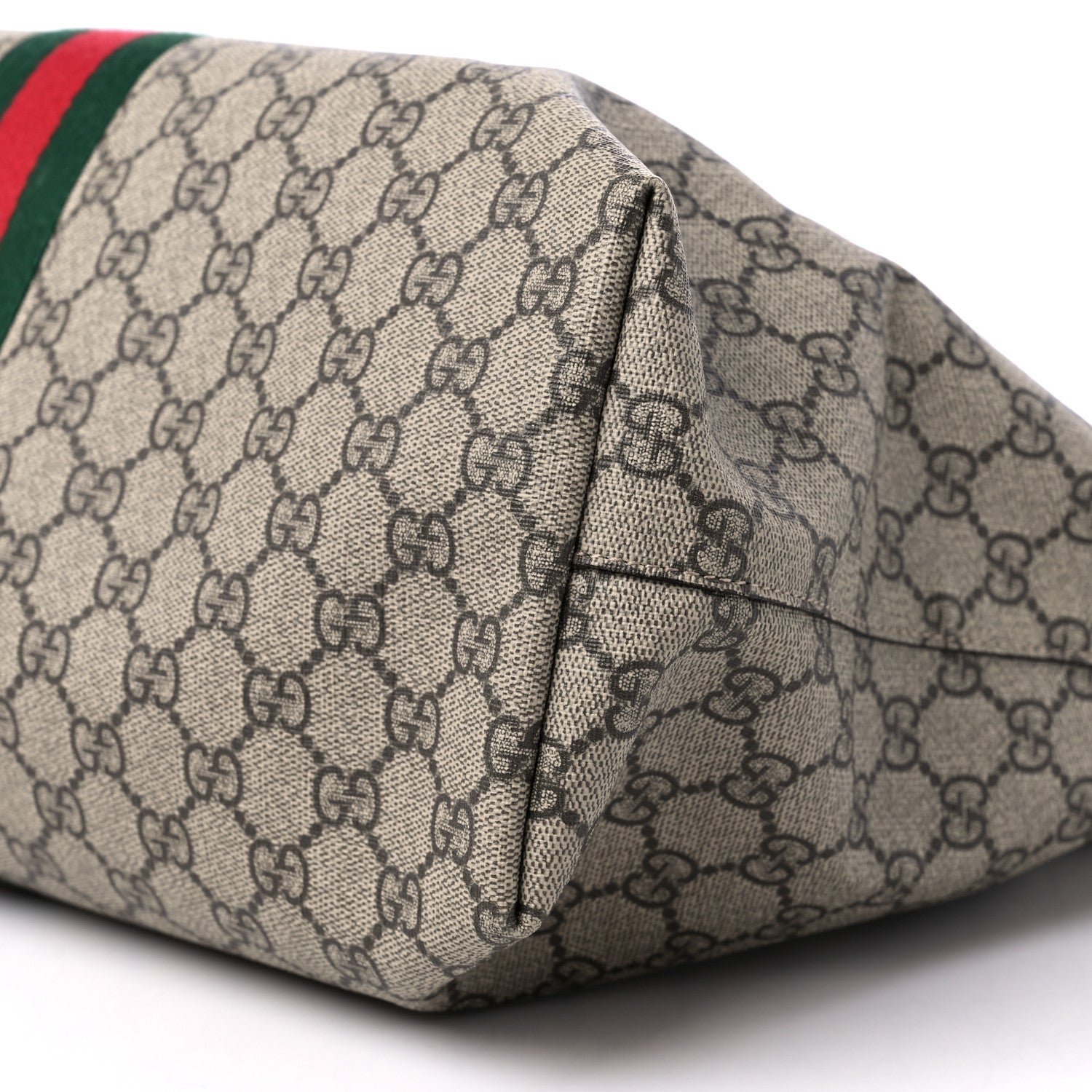 Gucci GG Supreme Monogram Textured Calfskin Web Medium Ophidia Shopping Tote Beige Ebony New Acero 9 of 11