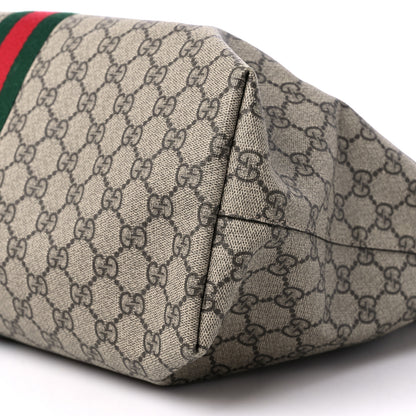 Gucci GG Supreme Monogram Textured Calfskin Web Medium Ophidia Shopping Tote Beige Ebony New Acero 9 of 11