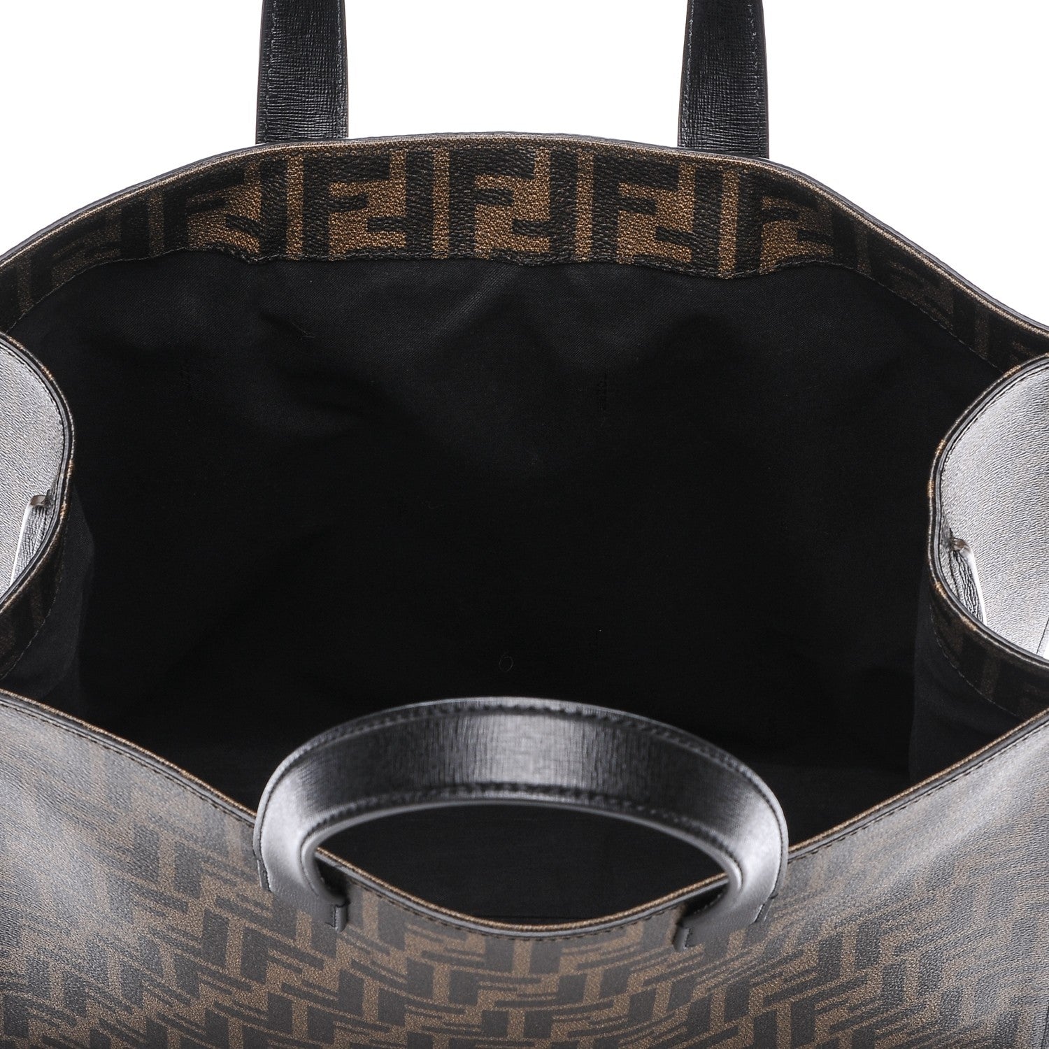 Fendi Zucca Spalmati Vitello Elite Shopping Tote Tobacco Black 5 of 6