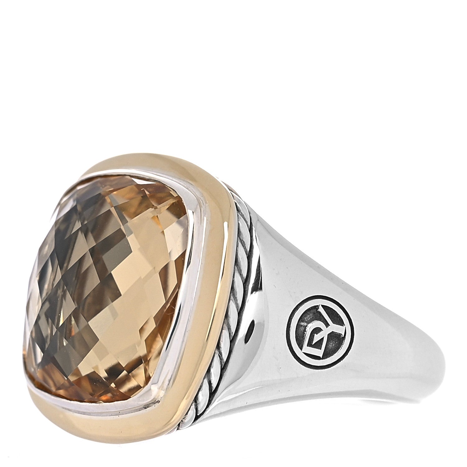 David Yurman Sterling Silver 18K Yellow Gold Citrine 14mm Albion Statement Ring 54 7 3 of 5