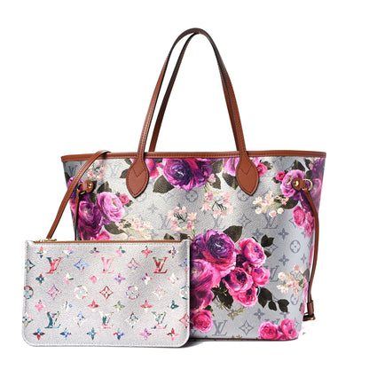 Louis Vuitton Metallic Monogram LV Garden Neverfull MM Silver 1 of 8
