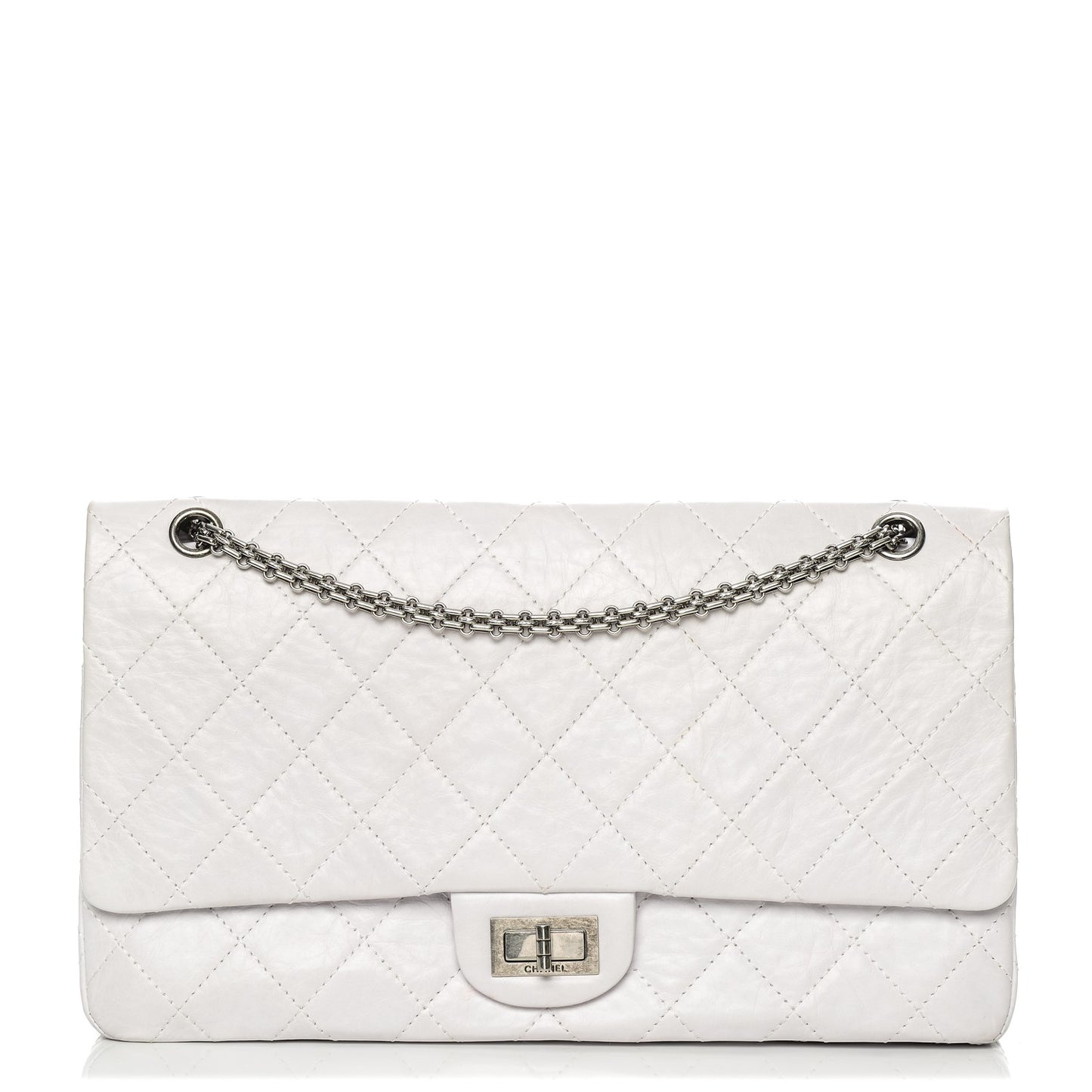 Aged Calfskin Quilted 50th Anniversary 2.55 Reissue 228 Flap White