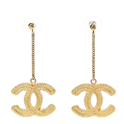 Chanel CC Drop Earrings Matte Gold 1 of 5