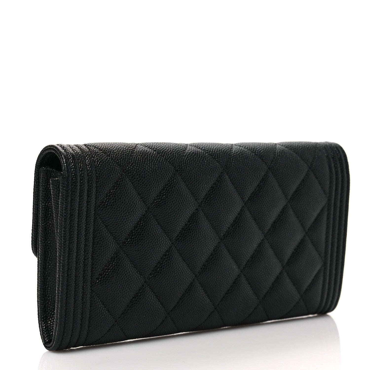 Chanel Caviar Quilted Large Boy Gusset Flap Wallet Black 3 of 7