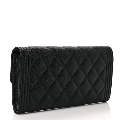 Chanel Caviar Quilted Large Boy Gusset Flap Wallet Black 3 of 7