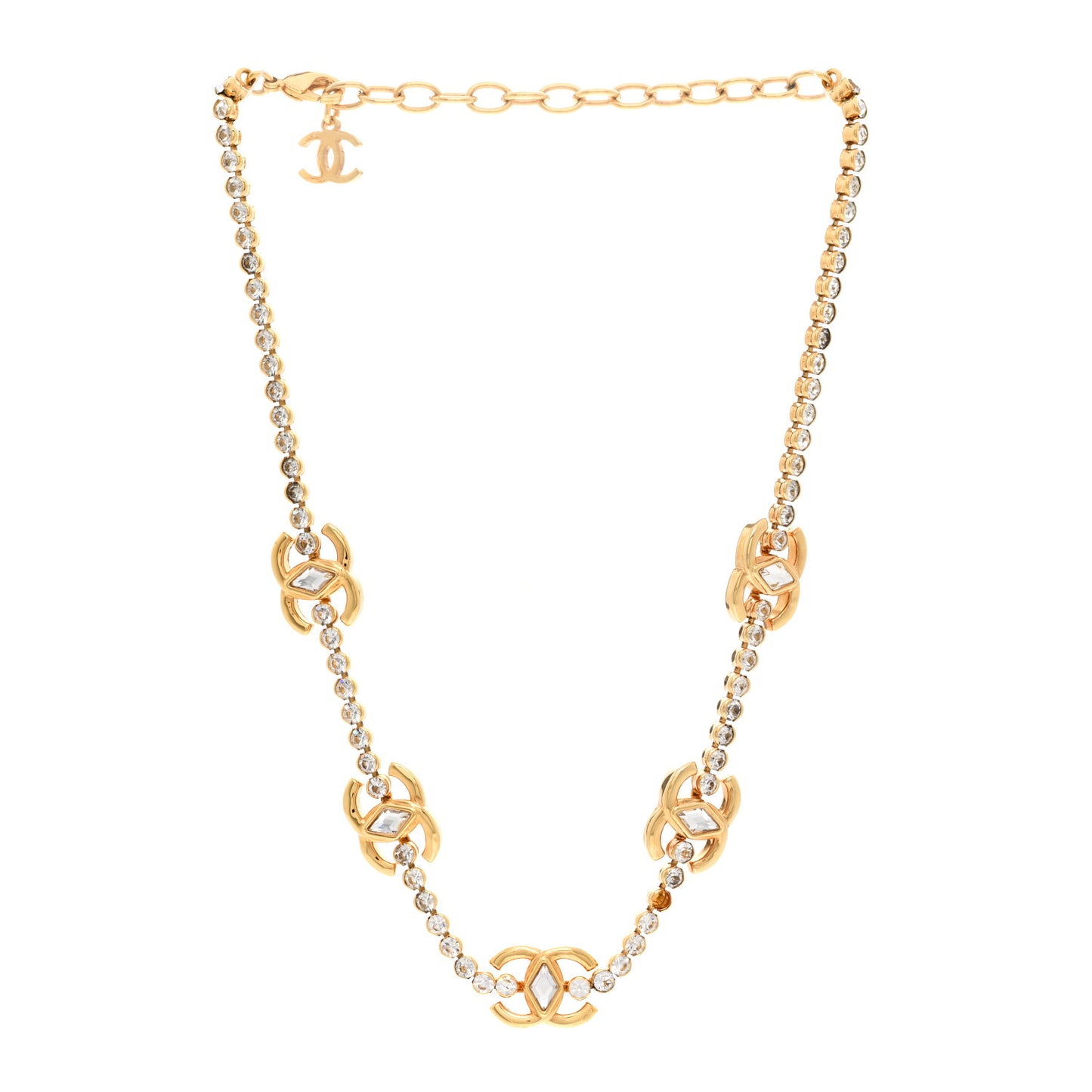 Metal Crystal CC Marquise Choker Gold