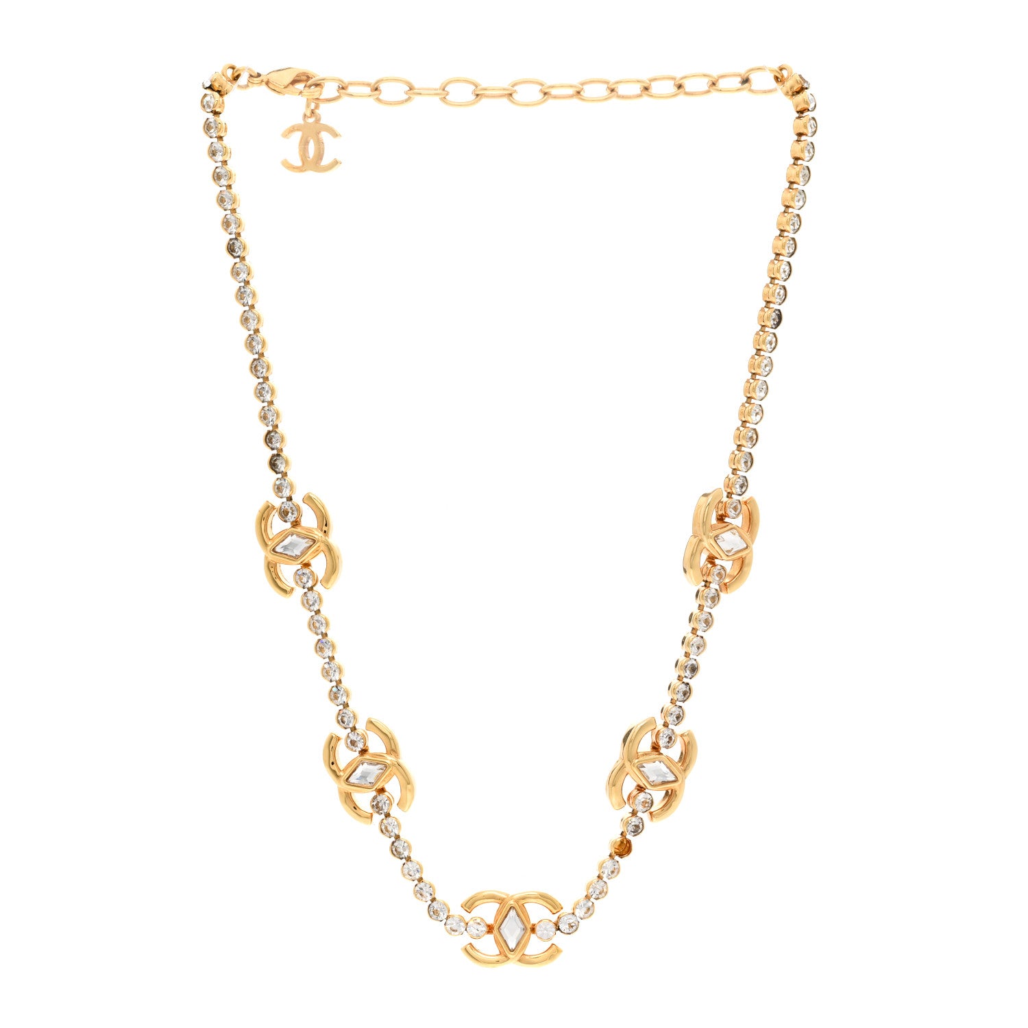 Chanel Metal Crystal CC Marquise Choker Gold 3 of 5