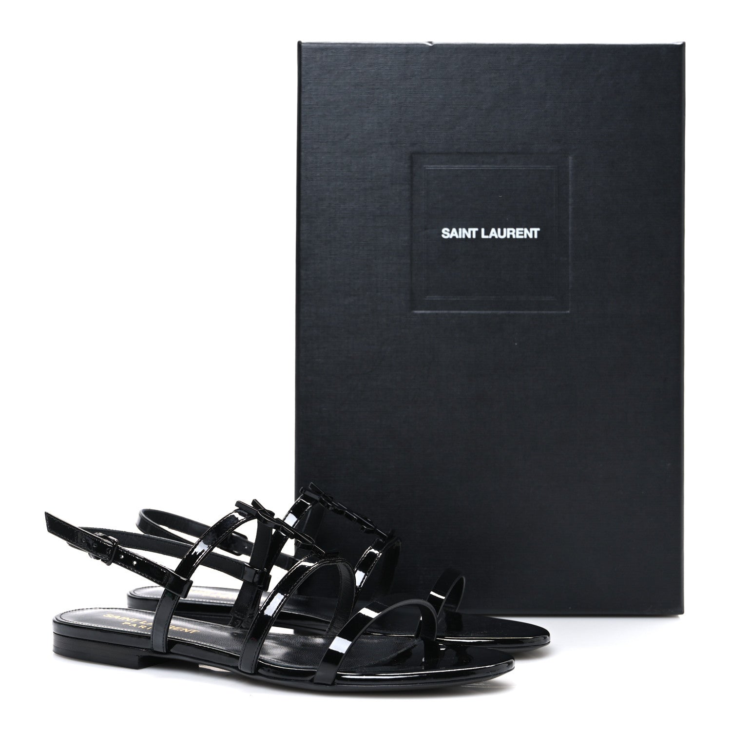 Saint Laurent Patent Calfskin Cassandra Monogram Sandals 35 Black 11 of 11