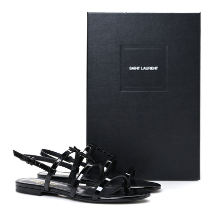 Saint Laurent Patent Calfskin Cassandra Monogram Sandals 35 Black 11 of 11