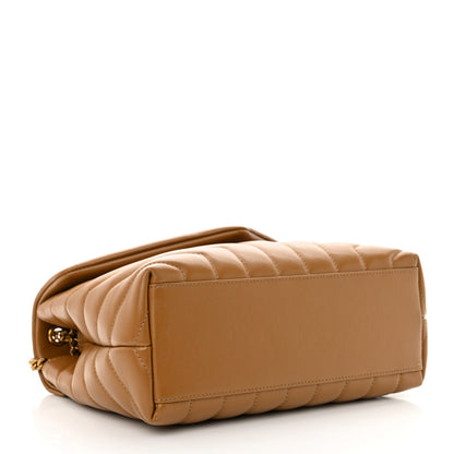 Saint Laurent Calfskin Y Quilted Monogram Small Loulou Chain Satchel Dark Natural 4 of 12