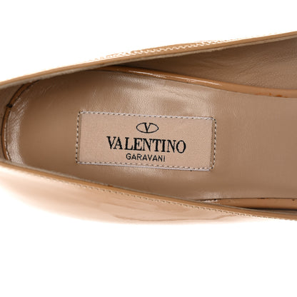 Valentino Garavani Patent Couture Bow Peep Toe Low Heel Pumps 39.5 Beige 7 of 14