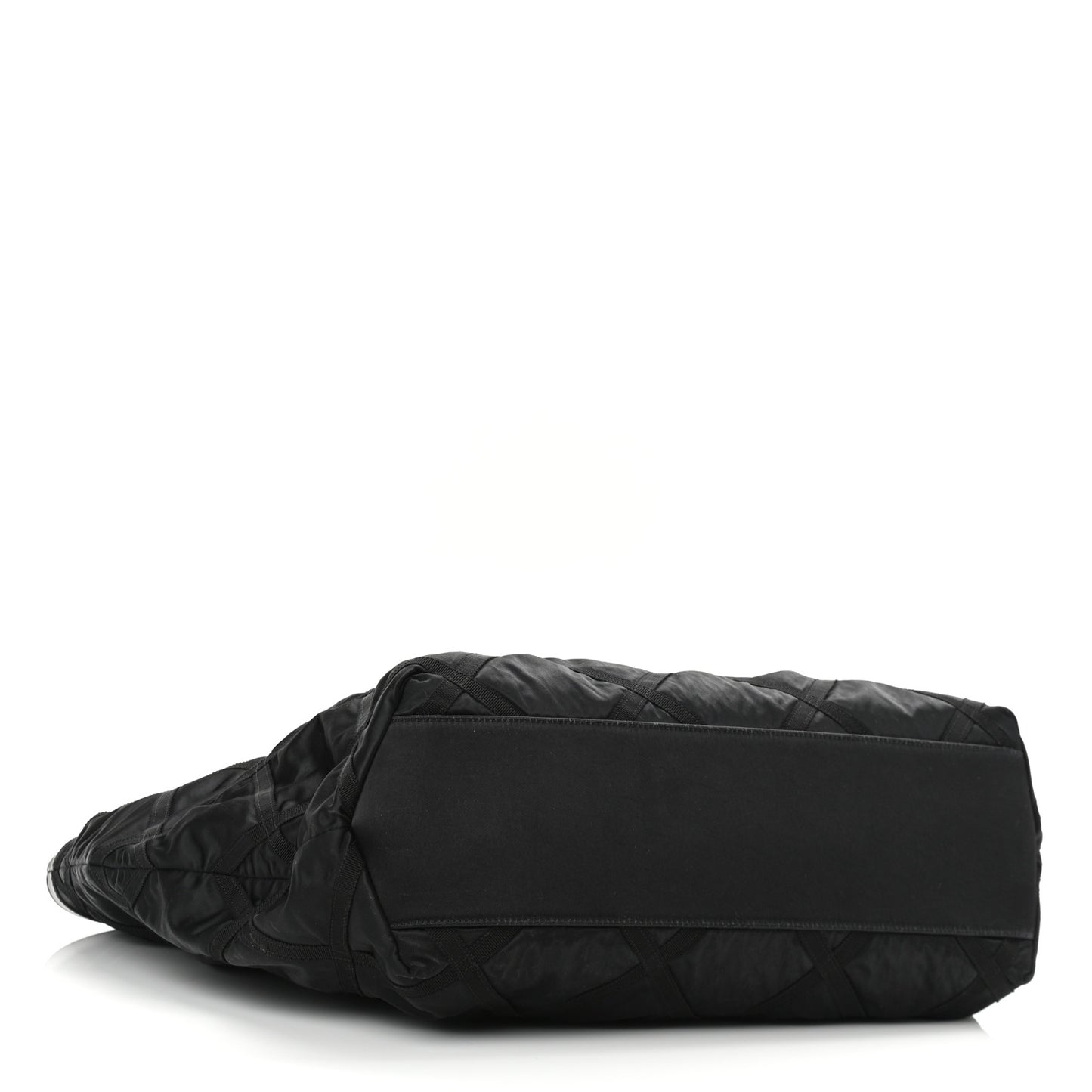 Nylon Grosgrain Quilted Maxi Lifestyle Shopping Bag Black